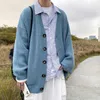 Hommes Cardigan Automne Vêtements pour hommes Tops Pulls Tricot Solide Lâche Casual Preppy Style Coréen Mode Tricot Manteau Pull Homme 211018
