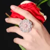 2 Tone Rose Gold and Silver Color African Dubai CZ Big Engagement Wedding Party Finger Rings Jewelry for Women R122 210714