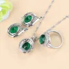 Серьги, ожерелье, комплекты ювелирных изделий для выпускного вечера с зеленым камнем, клипса, кулон, обручальное кольцо, браслет для женщин, модный костюм
