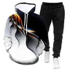 Trend Brand Men's Fashion Atmosfär Classic Suit Casual Sportswear Hooded Sweatshirt + Sportbyxor 2-Piece Tracksuits