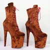 8Inch Suede Pole Dance Shoes High Heel Platform Boots Stängd Toe Ankel Boot