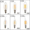 LED Candelabra Żarówka 2/4 / 6W Ściemnialny Żyrandol Żarówki (40W Równowaga) C35 Vintage Filament Candle Bulb Flame Wskazówka 360 stopni Kąt wiązki