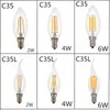 LED Candelabra 전구 2 / 4 / 6W Dimmable 샹들리에 전구 (40W 상당) C35 빈티지 필라멘트 캔들 전구 불꽃 팁 360도 각도