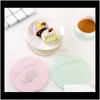 Mats Pads Decoration Accessories Kitchen, Bar Home & Garden Drop Delivery 2021 Cute Cartoon Cup Insulation Wooden Coaster Kitchen Anti Scald