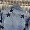 122SS Giacca da uomo Designer Luxurys High Street Fashion Cappotto di jeans a cinque stelle Nero Blu Casual Hip Hop Design Giacche da motociclista da motociclista Taglia maschile M-4XL M0ID