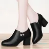 Dress Shoes Platform Plus Size High Heels Black Wine Red Bridal Leather Chunky Spring Autumn Wedding Women Heel Pumps