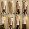 high qualityCheap front wig40 inch lace wigsWholale Remy brazilian transparent blonde 613 human hair wigTW2444758