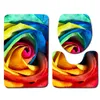 Rose Flower Printing Waterproof Non-slip Three-piece Toilet Seat Cover Floor Mat Door Mat Bathroom Carpet Bathroom Decor 210724