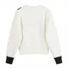 Bownot Sweater Kvinnor Långärmad Kontrast Färg Pullover Crop Knitwear Stylish Chic Elegant CrewNeck Ulzzang Stickade Toppar 210515