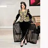 Algerische Outfits Karakou Prom Kleider 2022 Schwarz Gold Langarm Schößchen Kosovo Albanina Spitze Applikation Abendkleid Vestidos De