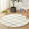 Maroc noir blanc géométrique tapis rond pour salon maison chambre décor inde coton tissé tapis canapé Table basse tapis de sol 220301