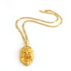 24 k massivt fint guld Gult huvudhänge stilig Monkey King USA-bredd Modesmycken Ltalian Figaro Link Chain Halsband