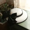 Retro Black Bow Round Hats Ins Cálido de Sol Cabas Fisherman Fashion Fashion Sunhats Birthday Gift94366024328741