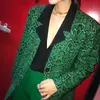 DwoTyle Elegant Print Women's Blazer Notched с длинным рукавом карманные женские пиджаки осень большие размеры мода одежда 211006