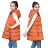 Kvinnors västar Autumn Winter Women Waistcoat 2022 Kvinnlig ärmlös Ytterkläder Jacka Huven VARM Långt kappa Colete Feminino Gilet Overcoat Str