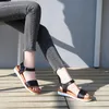 Сандалии гладиаторные женские туфли 2021 летние низкие каблуки женские черные розовые лодыжки ремешок 2,5 см высота женщины