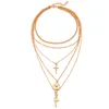 Frauen Vintage Münze Shell Stern Anhänger Halskette 2020 Bohemian Überzug Gold Silber Farbe Layered Mond Choker Halskette Party Geschenk G1206