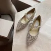 Sapatos baixos Baily Ballet Tornozeleira cravejada com pedras preciosas e pérolas com strass, bico fino, sapatos femininos de designer de luxo, mary jane, calçados de fábrica