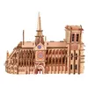 3D Ahşap Bulmacalar Notre Dame Katedrali Yelkenli Tekne Uçak DIY Jigsaw Woodcraft Kiti Eğitim Oyuncaklar Çocuklar Için Bina Robot Modeli