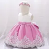 Девушка платья малыша девочка одежда одежда платье кружева бантик без рукавов на день рождения костюм 3-24 месяца