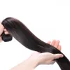Brasilianska raka mänskliga jungfruliga hårväv med 6x6 spetsförslutning blekta knutar 100g / pc Naturlig svart färg 1b Dubbelvattens hårförlängningar