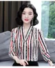 Women's Blouses & Shirts Stripe Silk Womens Tops And Plus Size Office Blouse Elegant Women Clothes Camisas Tunika Shirt Ropa Mujer Kimono