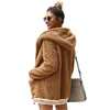 Aelegantmis Design Chic fausse fourrure manteau femmes Shaggy Streetwear femme pardessus automne hiver chaud peluche Teddy décontracté 210607