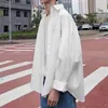 Wiosna Jesień Hong Kong Casual Długoszony Koszula Mężczyźni Koreański Loose White Trend Jacket StreetWear Oversized Button Up 210721