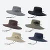 Polyester Bucket Hats Wide Brim Hat Outdoor Sport Caps Foldable Quick Drying Fabric Cowboys Cap Cycling Headwear Sun Protection