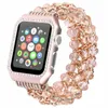 Bracelets de montre en perles de cristal de luxe avec boîtier en diamant pour Apple Watchband Ultra 49mm 41mm 45mm 38mm 40mm 42mm 44mm Bracelet extensible perlé rétro série iwatch 8 7 6 SE 5 3