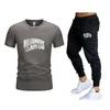 2023 masculino casual verão designer t camisas de treino do homem camiseta calças definir fitness algodão t camisa jogger roupas masculinas 243u