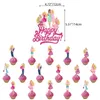 Décoration de fête rose princesse fille, décorations de joyeux anniversaire, bannière, ballon, décoration de gâteau, jouets de réception-cadeau pour bébé, fournitures pour enfants