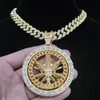 Pendant Necklaces Men Hip Hop Iced Out Bling Rotatable Necklace 13mm Crystal Cuban Chain Hiphop Fashion Charm Jewelry