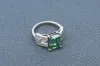 GIGAJEWE 4.0ct 8X10mm D Esmeralda 18K chapado en oro blanco 925 anillo de plata ajuste de garra regalo de novia GMSR-052