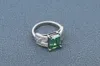 GIGAJEWE 4.0ct 8X10mm D Emerald 18K White Gold Plated 925 Silver Ring Claw Setting Girlfriend Gift GMSR-052