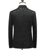 Classique Style britannique Jacquard costume d'affaires noir blanc mode hommes mariage marié smoking costumes grande taille 5XL Blazer homme X0909