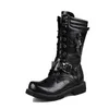 Botas de couro masculino botas Mid-Bezerro Militar Botas de Combate Gótico Botas Punk Boots Sapatos Táticos Exército Boot 210820