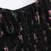 Abiti floreali in chiffon nero Abiti mini con collo quadrato slim bomba per donna Fashion Streetwear Vestidos 210520