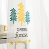 Forest Embroidered Curtains For Living Room Green Tree Darkening Pastoral Simple Kids Boys Nursery Bay Window Tende Curtain & Drapes