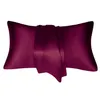 Queenking Silk Satin Pillow Case Bedding Pillowcase 부드러운 집 흰색 검은 회색 카키색 하늘색 블루 핑크색 Sliver9517247