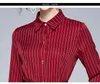 Lente herfst mode runway rood gestreept print knop shirt jurk vrouwen vrouwelijke vestido mujer kantoor dames partij a-lijn jurken 210520