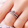 Luxury Brand 1.5 Ct Lab Diamond Weeding Ring Set Solid 925 Silver Wedding For Women Band Jewelry Stackable s 211217