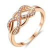 Mode punk cubic zirconia kristall finger ring kvinna uttalande rosa guld bröllopsfest ringar smycken gåva