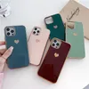 Kärlek Heart Plating Phone Fodral för iPhone 12 13 MINI 11 PRO XS Max X XR 7 8 6 6s Plus SE Case Silicone Soft IMD Back Cover