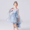 Flower Big Bow Long Prom Gowns Teenagers 3-14 Yrs Dresses for Girl Children Party Clothing Kids Evening Formal Dress Wedding 210508