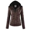 Faux cuir veste femmes basique veste manteau femme hiver moto veste Faux cuir daim PU fermeture éclair sweats à capuche vêtements d'extérieur 211007