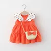 Bear Leader Fashion Neonate Abiti da festa Toddler Princess Clothes Cute Polka Dot Collar Bambini Bow Vestidos con borse 210708