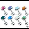Tongue Rings 8Pcslot Stainless Steel Opal Stone Ear Tragus Cartilage Helix Piercing Earring Barbell Stud Lip Piercings Body Jewelry 16 Wtvht
