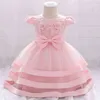 2021 fiore neonato 1 ° compleanno Abito per la neonata Dress Dress Lace Princess Dresses Dresses Party Bambino abbigliamento da sera Infant G1129