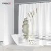 YIMING 3D pierre eau courante bouddha imperméable à l'eau résistant aux moisissures lavable rideau de douche Zen 210402